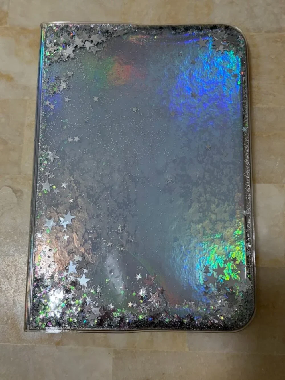 Skinny Dip London Silver Star Glitter Iridescent Notebook - NWT